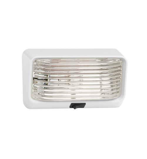 Bargman UPL78-517 Compact Exterior Light Clear Lens with Ash White Base and Black Rocker Switch